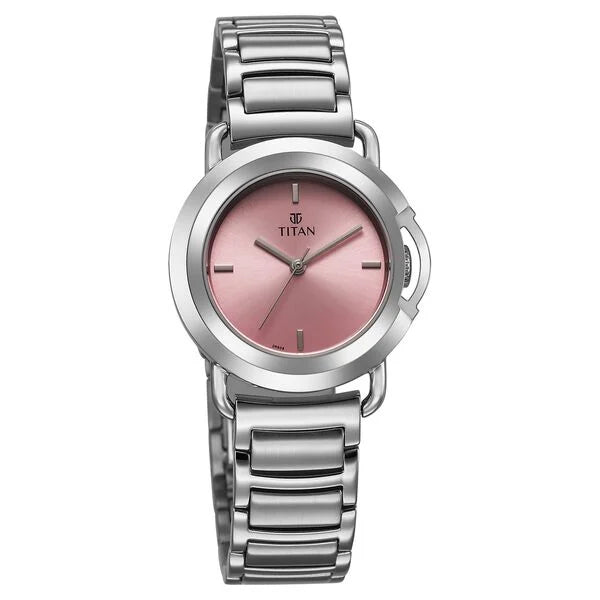 Titan Workmode Quartz Analog Women's watch with Pink Dial and Stainless Steel Strap, 95324SM01