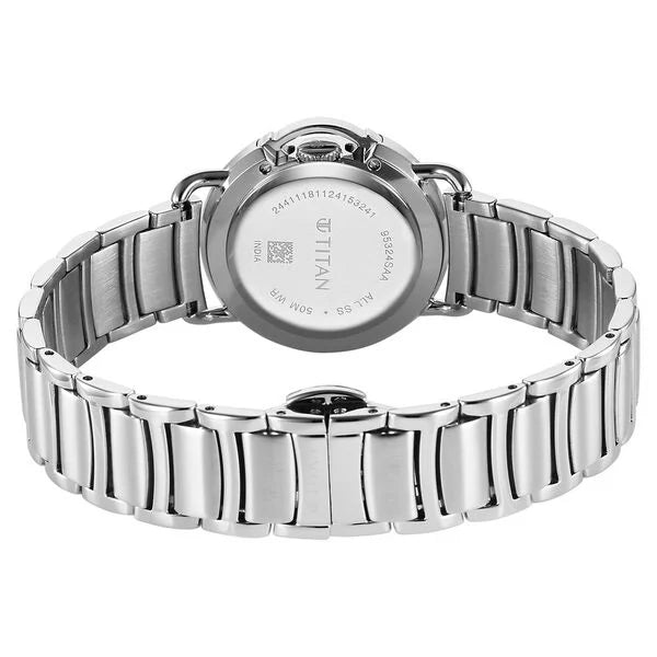 Titan Workmode Quartz Analog Women's watch with Pink Dial and Stainless Steel Strap, 95324SM01