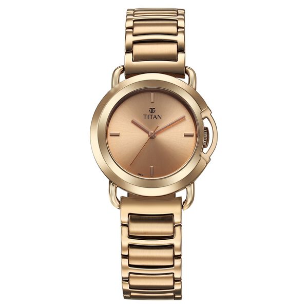 Titan Workwear Women's Watch Analog Rose Gold Dial with Rose Gold Stainless Steel Band, 95324WM01