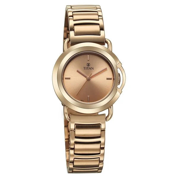 Titan Workwear Women's Watch Analog Rose Gold Dial with Rose Gold Stainless Steel Band, 95324WM01