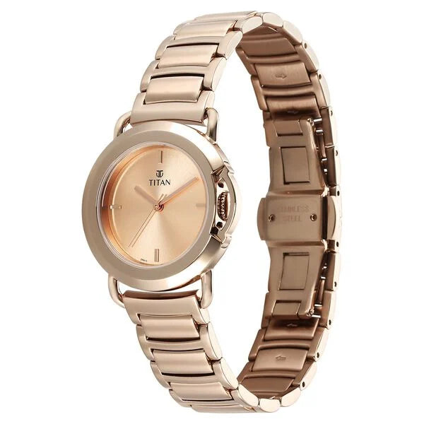 Titan Workwear Women's Watch Analog Rose Gold Dial with Rose Gold Stainless Steel Band, 95324WM01