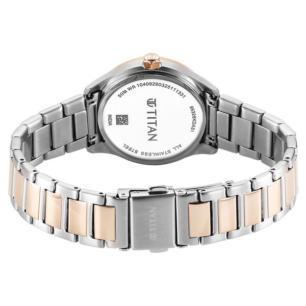 Titan Glamour Women's Quartz Analog Watch Silver Dial With Two Toned Stainless Steel Strap, 95326KM01