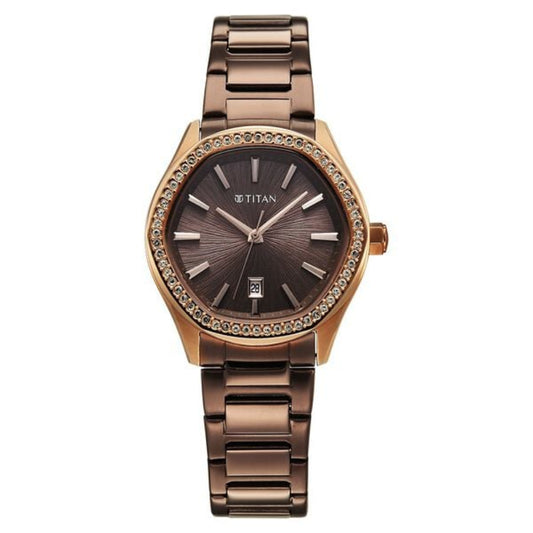 Titan, Women, Analog, Watch, Brown Dial, Stainless steel Strap, 95326KM02