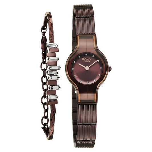 Titan, Men's, Analog Watch, Brown Dial, with Stainless Steel Band, TI-95328QM01