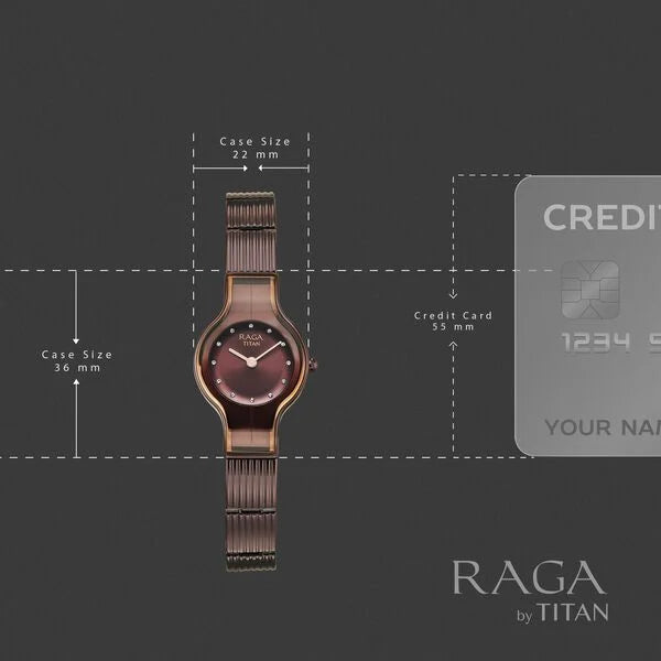 Titan Raga Quartz Analog Women's Watch With Brown Dial and Brown Stainless Steel Strap,95328QM01