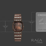 Titan Raga Glimmers Quartz Analog Women's watch with Brown Mother Of Pearl Dial and Brown Metal Strap, 95339QM01