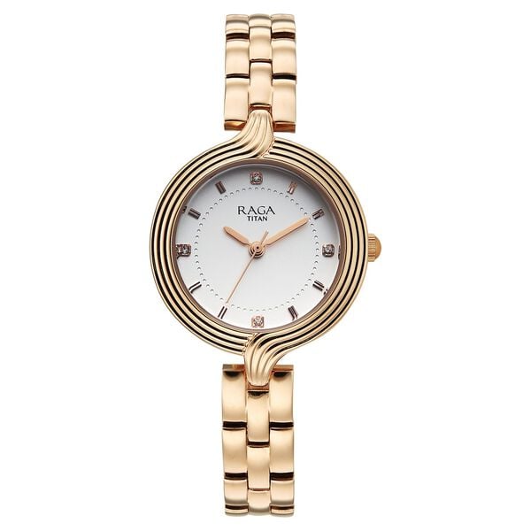 Titan TI-95346WM01 white dial women watch