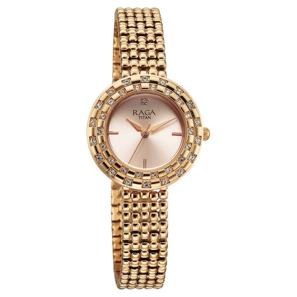 Titan Raga Women's Analog Watch Rose Dial With Rose Gold Stainless Steel Strap , 95350WM01