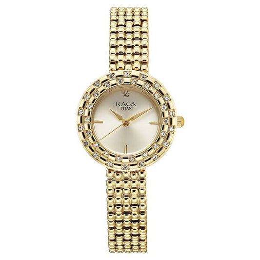 Titan, Women, Analog, Watch, Champagne Dial, Stainless steel Strap, 95350YM01