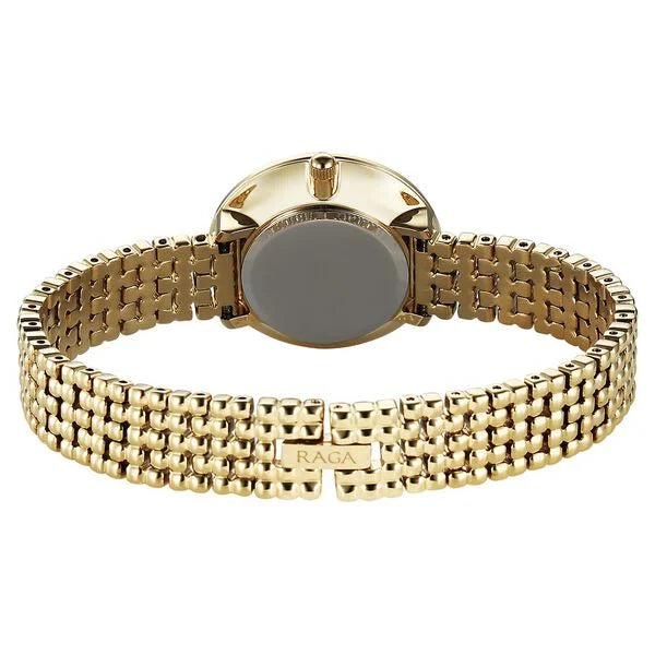 Titan Raga Women's Analog Watch Champagne Dial With Golden Stainless Steel Strap , 95350YM01