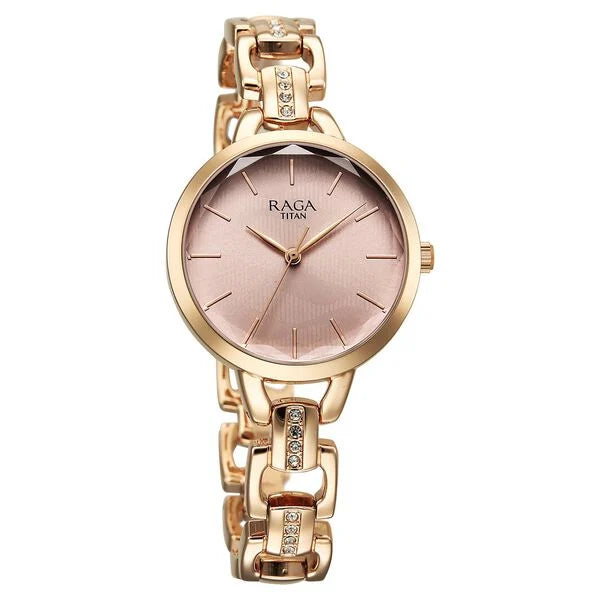 Titan Raga Women's Analog Watch Rose Dial With Rose Gold Stainless Steel Strap , 95352WM01