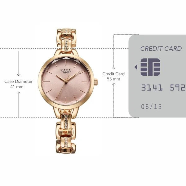 Titan Raga Women's Analog Watch Rose Dial With Rose Gold Stainless Steel Strap , 95352WM01