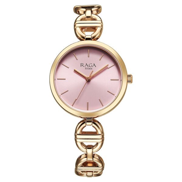 Titan Raga Women's Analog Watch Silver Dial With Golden Stainless Steel Strap , 95352YM01