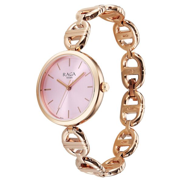 Titan Raga Women's Analog Watch Pink Dial With Rose Gold Stainless Steel Strap , 95353WM01