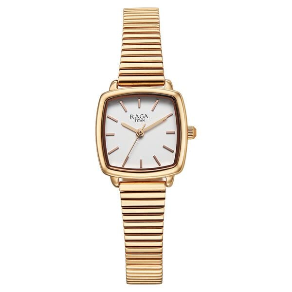 Titan Raga Women's Showstopper Quartz Analog Watch White Dial  With Metal Strap, 95355WM01