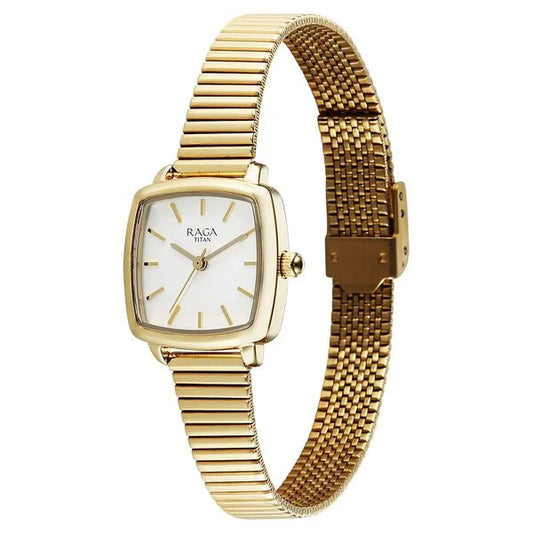 Titan, Women, Analog, Watch, Champagne Dial, Metal Strap, 95355YM01