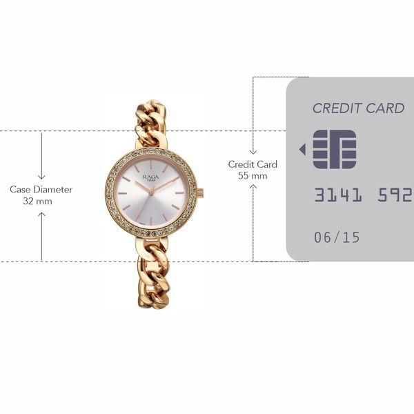 Titan Raga Women's Analog Watch Silver Dial With Rose Gold Stainless Steel Strap , 95361WM01