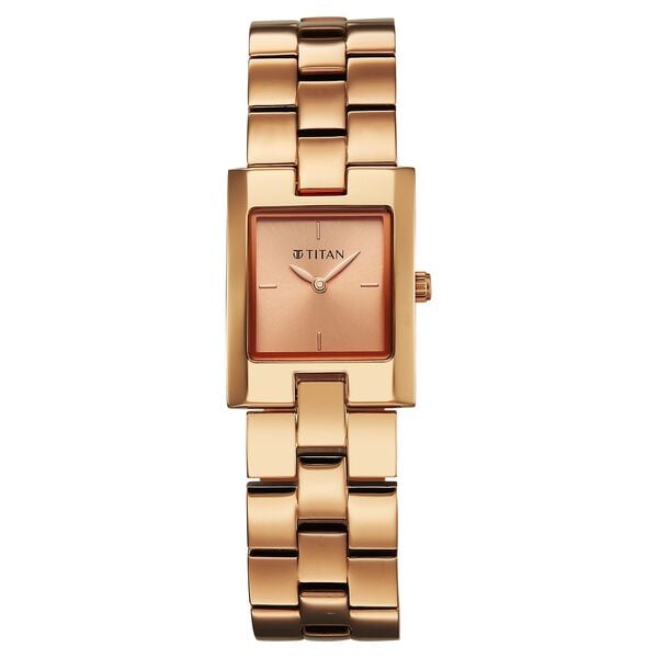 Titan TI-95381WM01 gold dial women watch