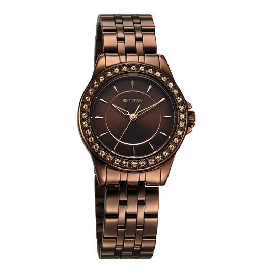 Titan, Men's, Analog Watch, Brown Dial, with Stainless Steel Band, TI-9798QM01