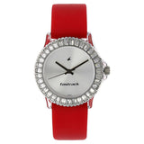 Fastrack, Women's  Watch Analog, Silver Dial Red Rubber Strap , 9827PP08