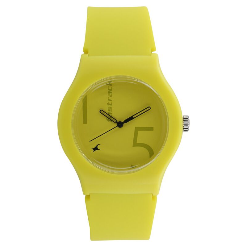 Fastrack, Women’s  Watch Analog, Yellow Dial Yellow Silicone Strap , 9915PP58