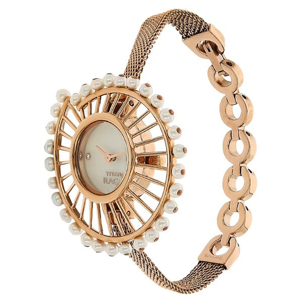 Titan Raga Women's Watch Analog Mother of Pearl Dial With Gold Stainless Steel Band, 9970WM01