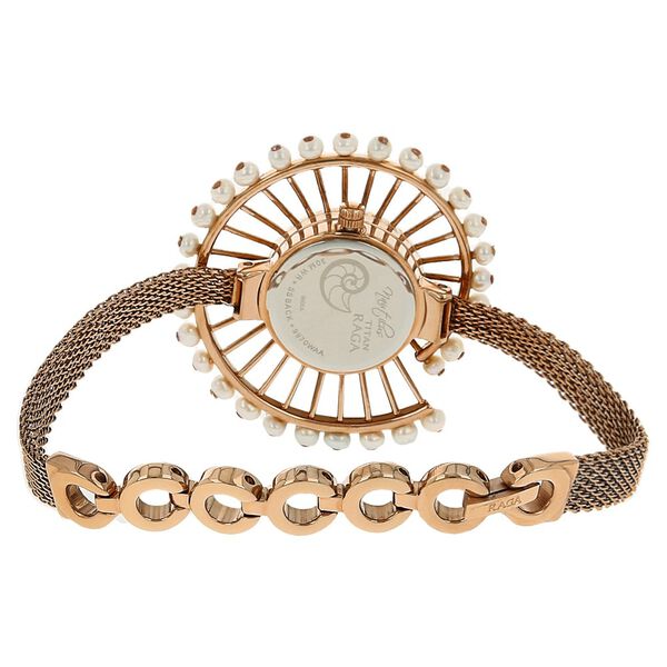 Titan Raga Women's Watch Analog Mother of Pearl Dial With Gold Stainless Steel Band, 9970WM01