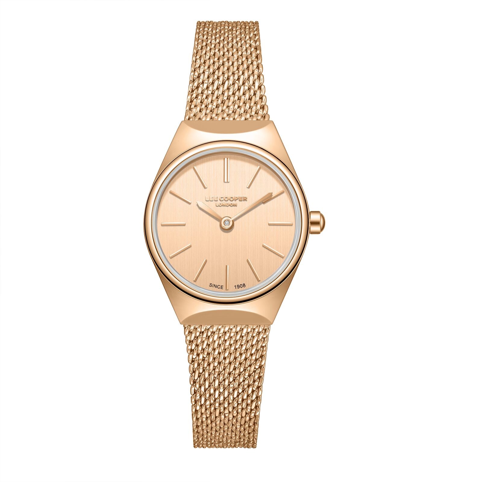 Lee Cooper Women's Watch Analog Rose Gold Dial with Rose Gold Mesh Band, LC08140.410