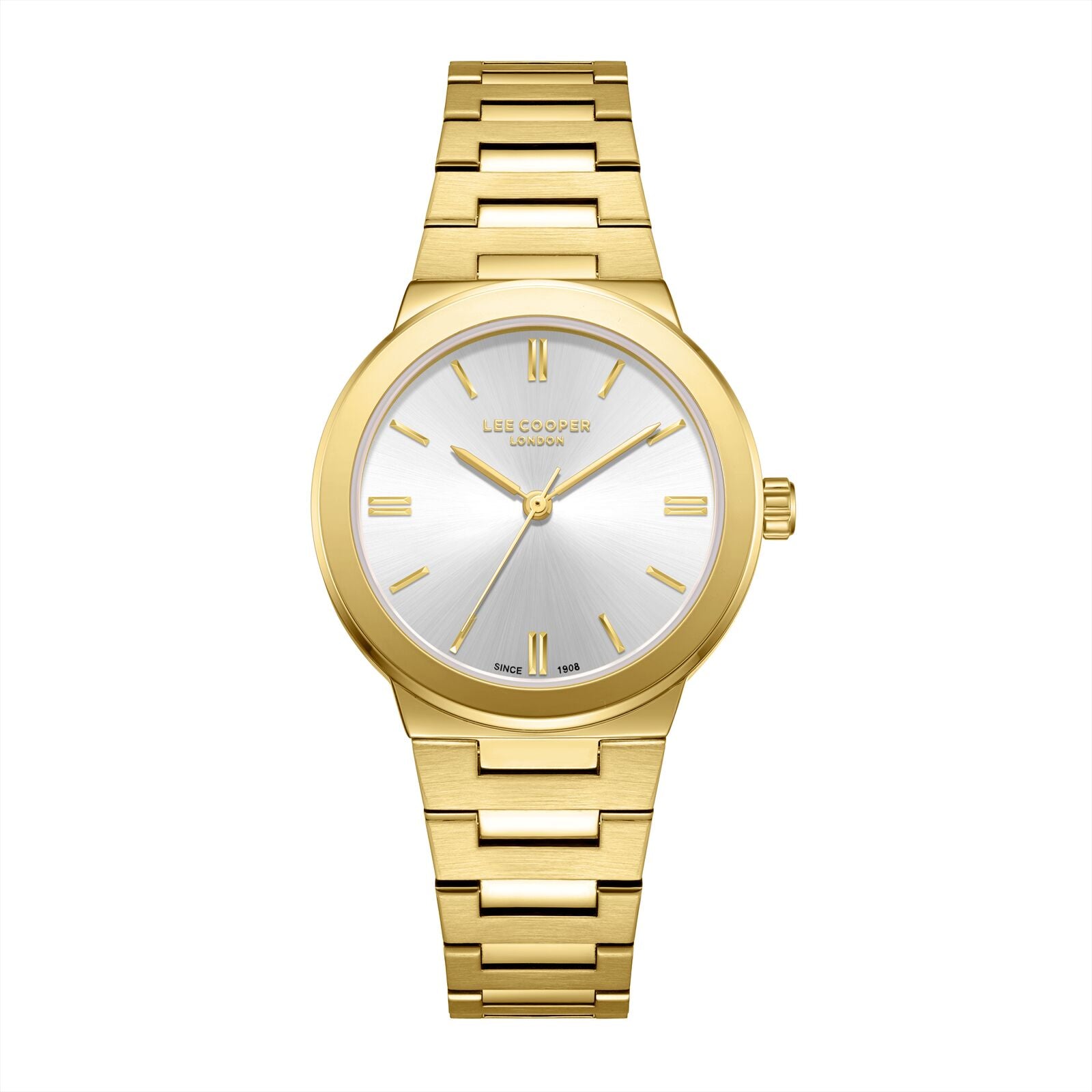 Lee Cooper Women's Watch Analog Silver Dial with Gold Stainless Steel Band, LC08133.130