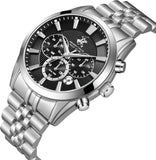 Beverly Hills Polo Club Men's Multifunction Watch with Gunmetal Black Dial and Silver Stainless Steel Band, BP3782X.350