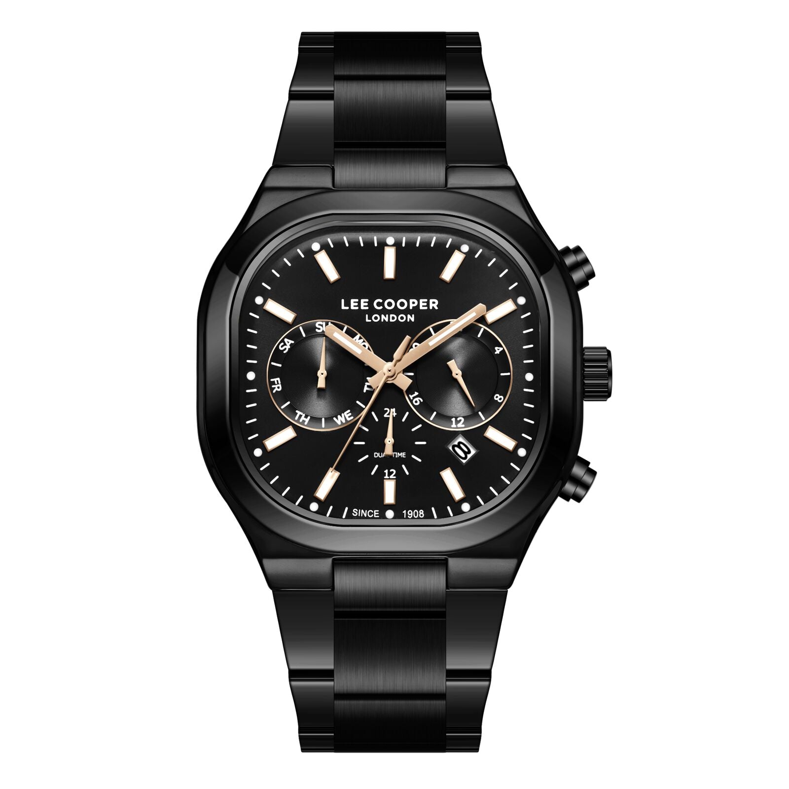 Lee Cooper Men's Watch Analog Black Dial with Black Stainless Steel Band, LC08169.650