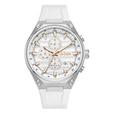 Lee Cooper Men's Watch Analog Silver Dial with Silver Silicone Strap, LC08063.333