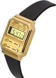 Casio, Unisex Watch Digital, Gold Dial Black Rubber Band, A100WEFG-9AD
