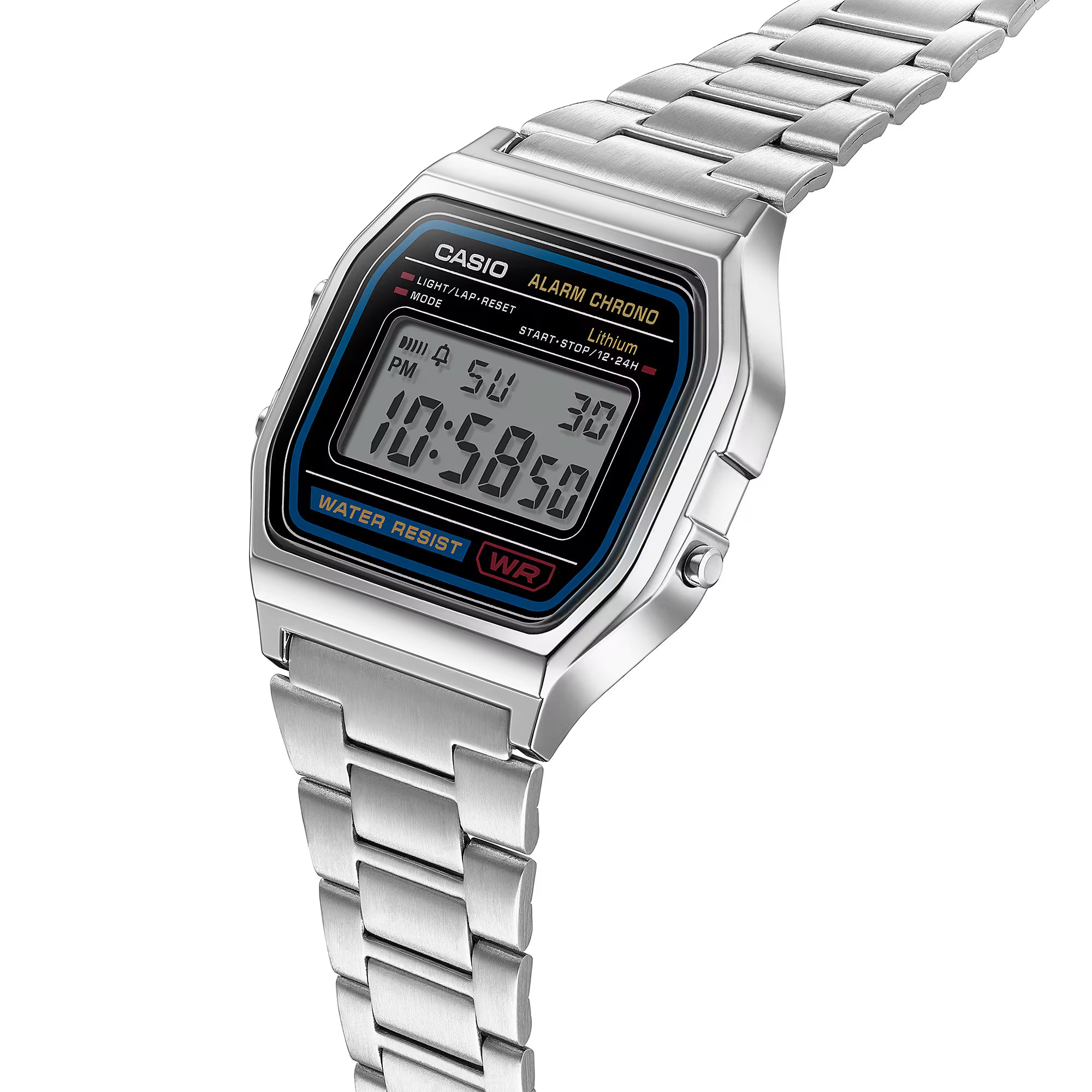 Casio Unisex Watch Vintage Collection Digital, Black Dial Silver Stainless Steel Strap, A158WA-1DF product image