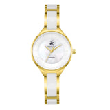 Beverly Hills Polo Club Women's Watch Analog Ceramic Dial with Gold/Ceramic Stainless Steel Band, BP3706C.120
