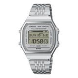 Casio Unisex Watch Digital Grey Dial with Silver Stainless Steel Strap, ABL-100WE-7ADF