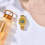 Casio Vintage Unisex Bluetooth Step Tracker Watch Digital Dial with Gold Stainless Steel Band, ABL-100WEG-9ADF
