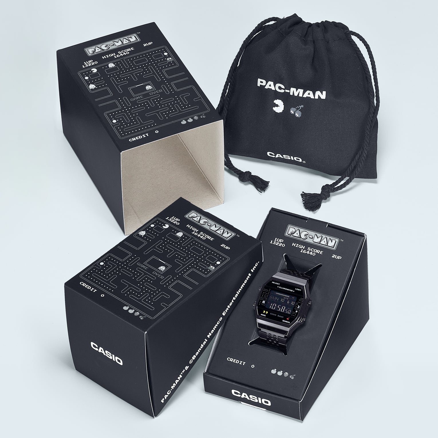 Casio Vintage Bluetooth Pac-Man Collection Unisex Watch with Black Stainless Steel Band, ABL-100WEPC-1BDR