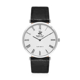 Beverly Hills Polo Club Men's Analog Watch, White Ceramic Dial  With Black Leather Strap, BP3615X.331