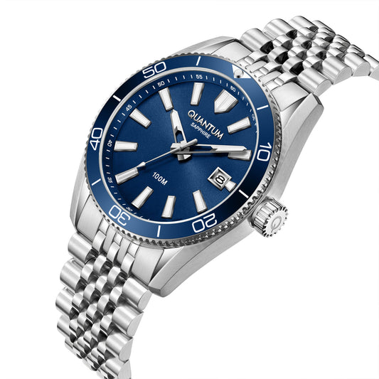 Quantum, Men's, Analog Watch, Blue Dial, with Stainless Steel Band, QU-ADG1215.390