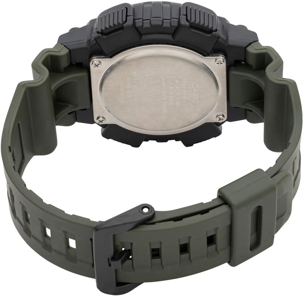 Casio Men's Watch Analog & Digital Combo, Black Dial Green Resin Strap, AEQ-110W-3AVDF product image