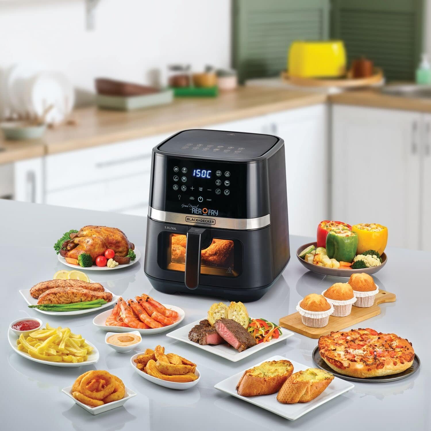 Black+Decker, 5.8L Capacity, Oil-Free Cooking, Touchscreen Control AF5800