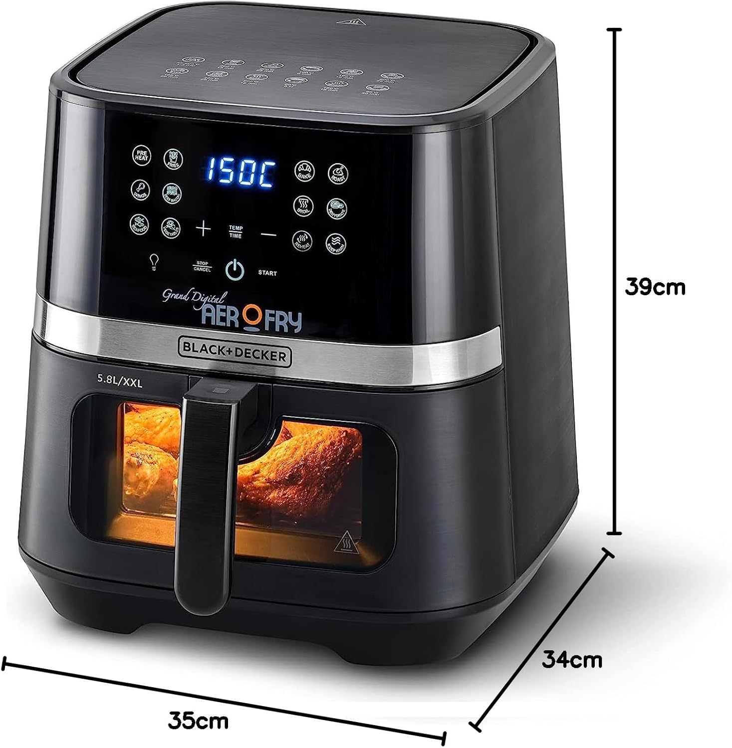 Black+Decker, 5.8L Capacity, Oil-Free Cooking, Touchscreen Control AF5800