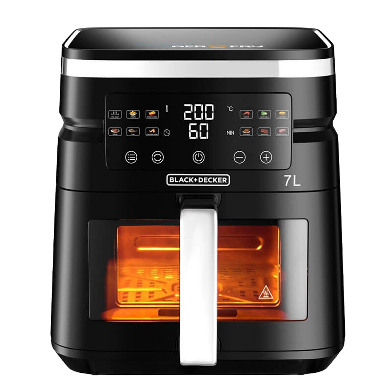 Black+Decker, 7 Litres Air Fryer, Rapid Air Convection, 1700 watt Adjustable Temperature AF7010 Air Fryer BL-AF7010