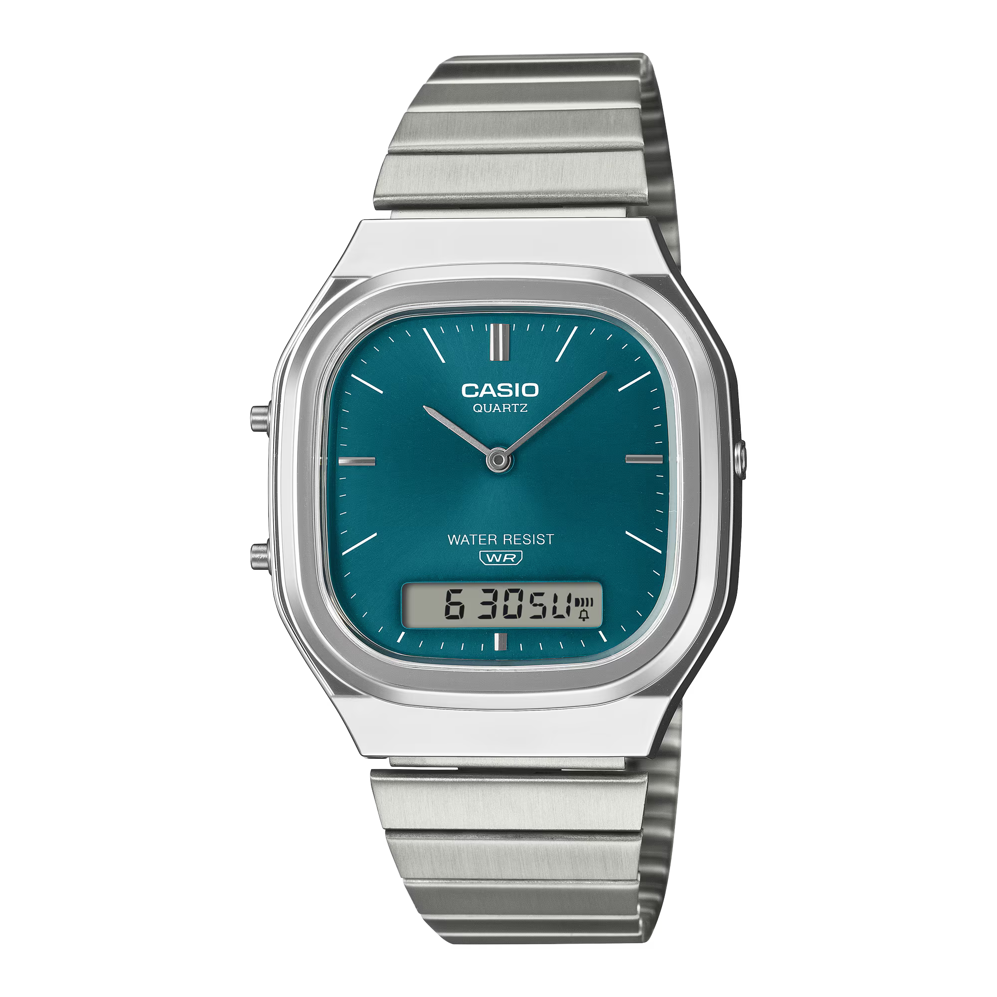 Casio Vintage Men's Watch Analog-Digital Blue-Green Dial With Silver Stainless Steel Band,AQ-240E-3ADF product image