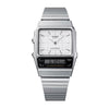 Casio Unisex Watch Analog Digital Display, Dual Time  Stainless Steel Grey Ion Plated Strap, AQ-800E-7ADF