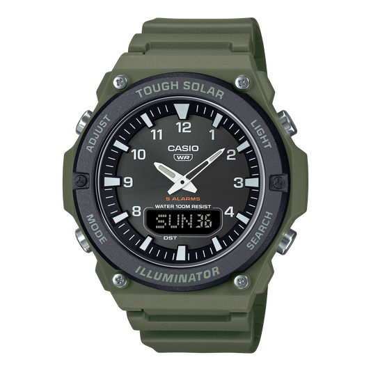 Casio Men's Analog-Digital Watch, Black Dial With Green Resin Band, AQ-S820W-3BVDF | Kewalrams Bahrain
