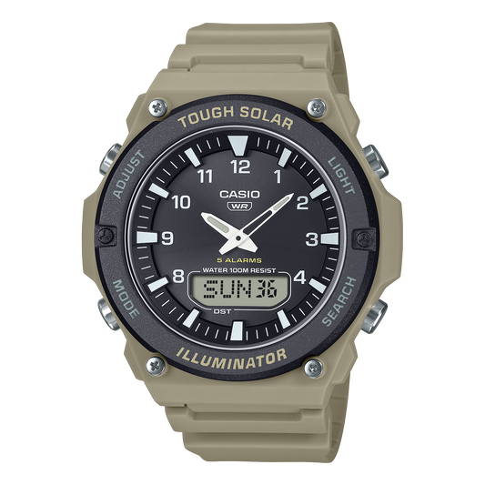Casio Men's Analog-Digital Watch, Black Dial With Beige Resin Band, AQ-S820W-5AVDF | Kewalrams Bahrain