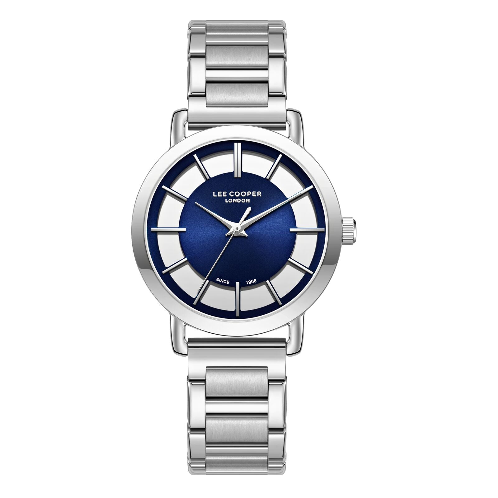 Lee Cooper Women's Watches Analog Blue Dial with Silver Stainless Steel Band , LC08037.390