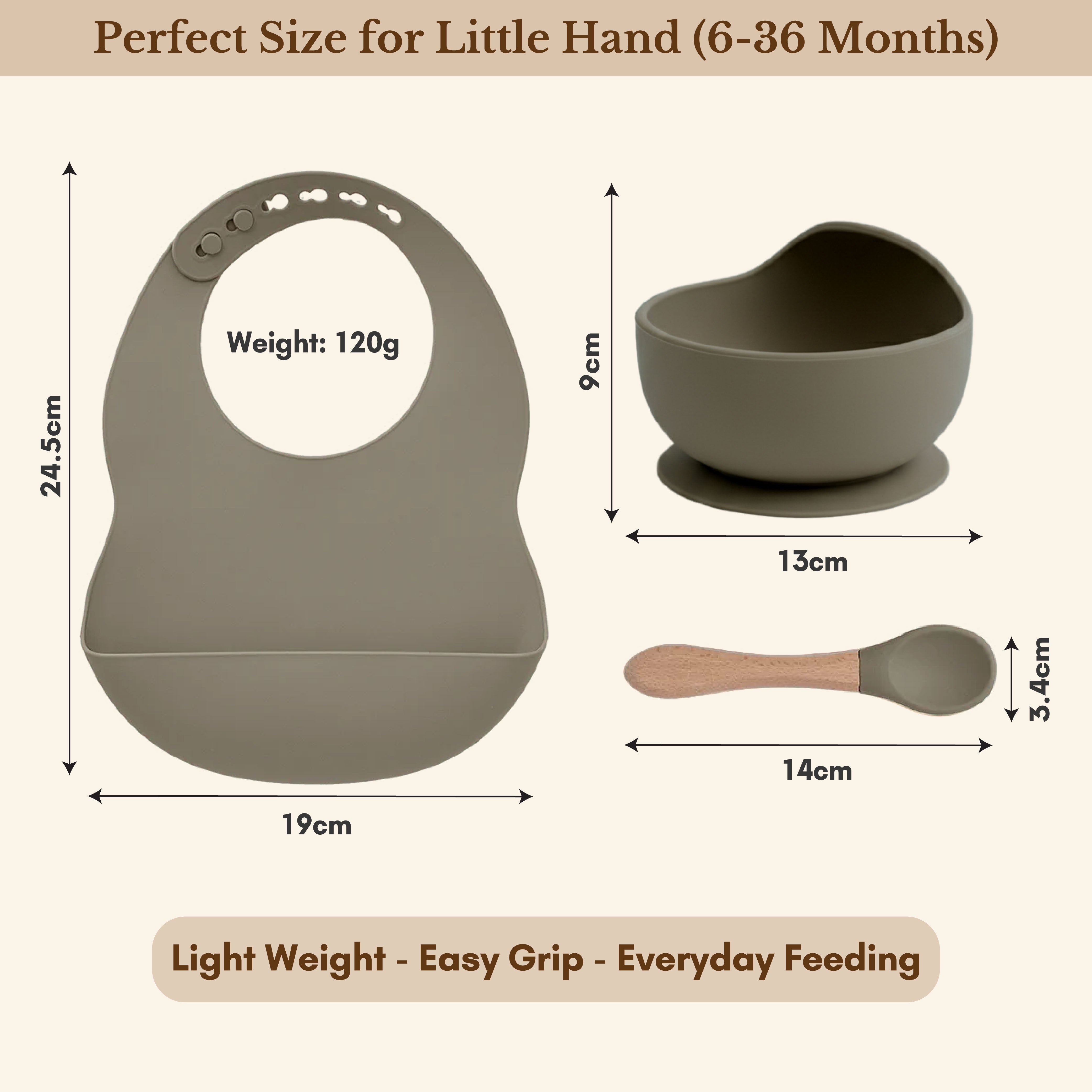 Milk It Baby Army Green Bib & Bowl Set, 100% Food Grade Silicone Set, MI-BBAG001